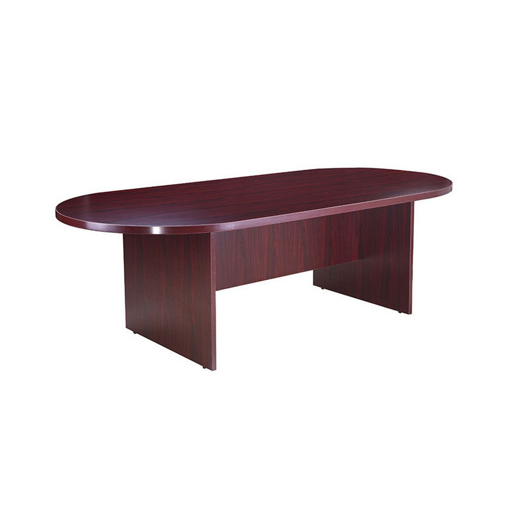 Mike 95’’ Oval Conference Table with Panel Legs | Mahogany Red BM340806