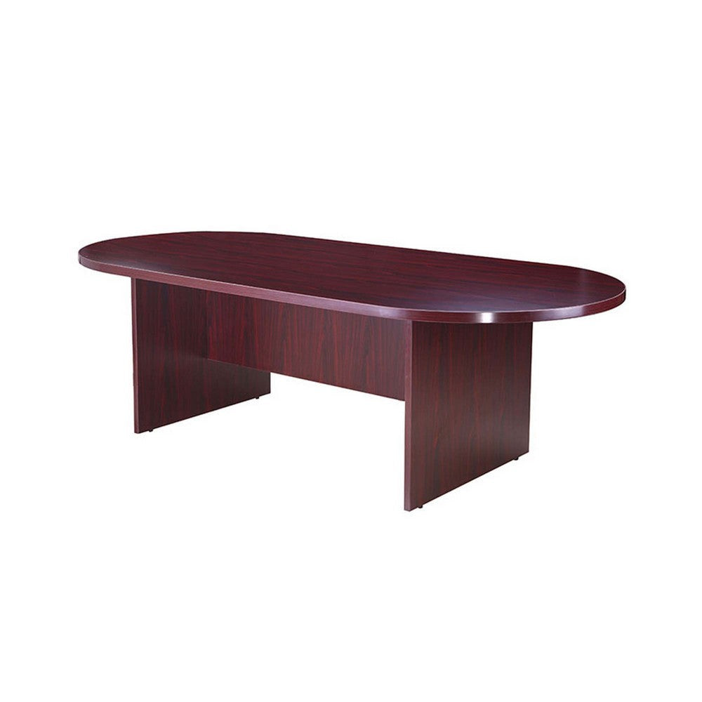 Mike 95’’ Oval Conference Table with Panel Legs | Mahogany Red BM340806