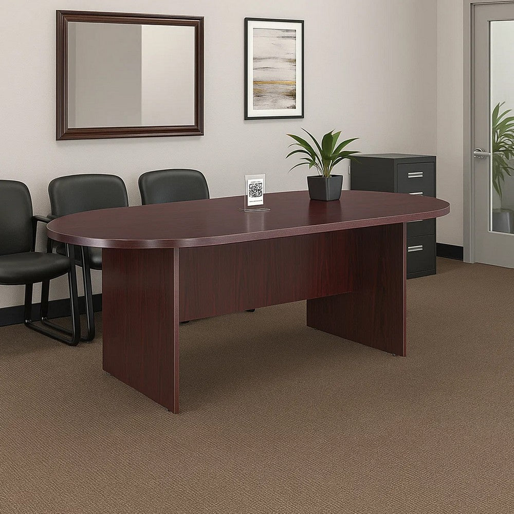 Mike 95" Oval Conference Table with Panel Legs | Mahogany Red