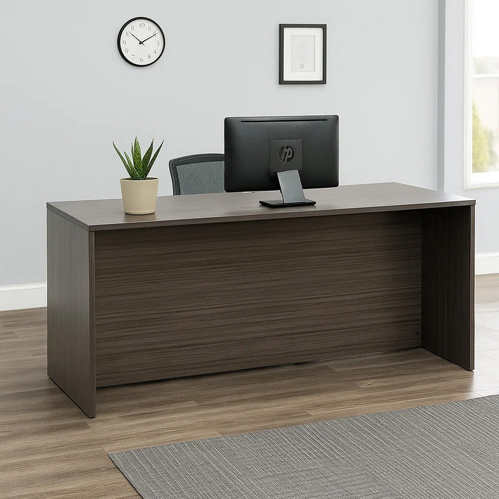 Jeny 71’’ Office Credenza Shell with Modesty Panel | Driftwood Gray BM340808