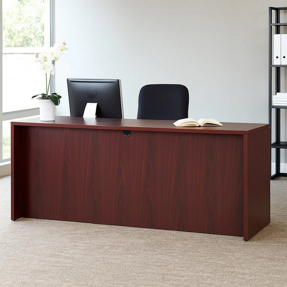 Jeny 71" Office Credenza Shell with Modesty Panel | Mahogany Red