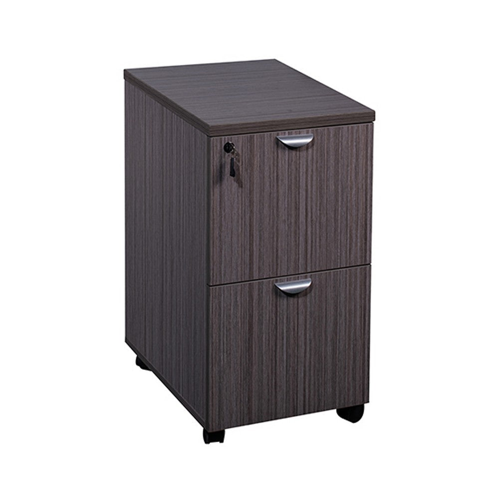 Kery 2 Drawer Mobile Pedestal File Cabinet with Lock | Driftwood Gray BM340811