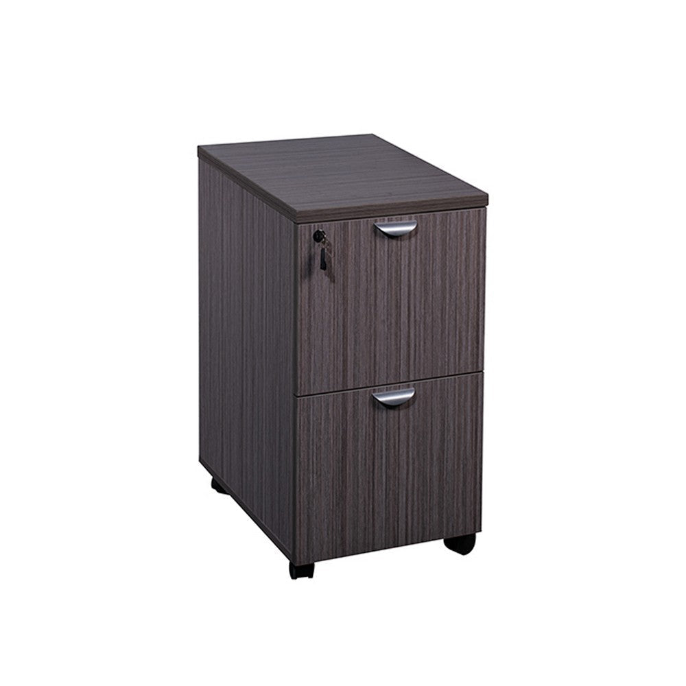 Kery 2 Drawer Mobile Pedestal File Cabinet with Lock | Driftwood Gray BM340811