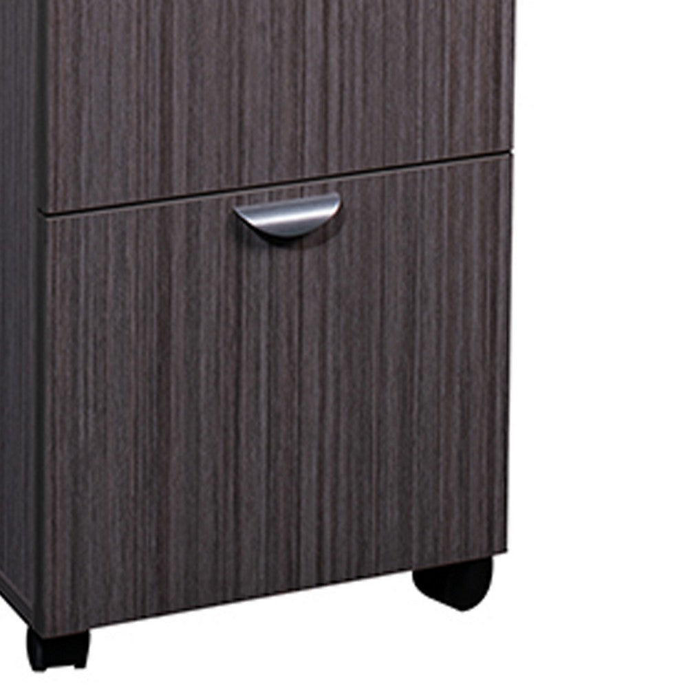 Kery 2 Drawer Mobile Pedestal File Cabinet with Lock | Driftwood Gray BM340811