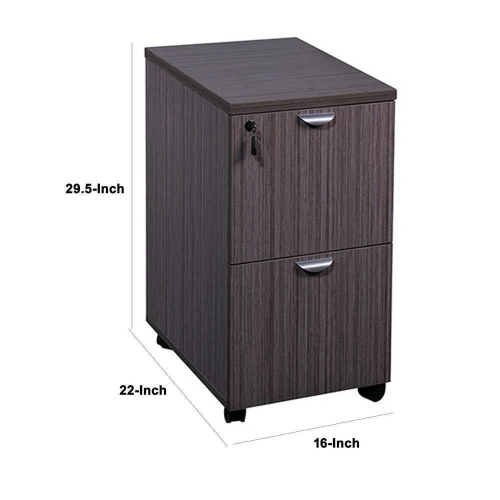 Kery 2 Drawer Mobile Pedestal File Cabinet with Lock | Driftwood Gray BM340811