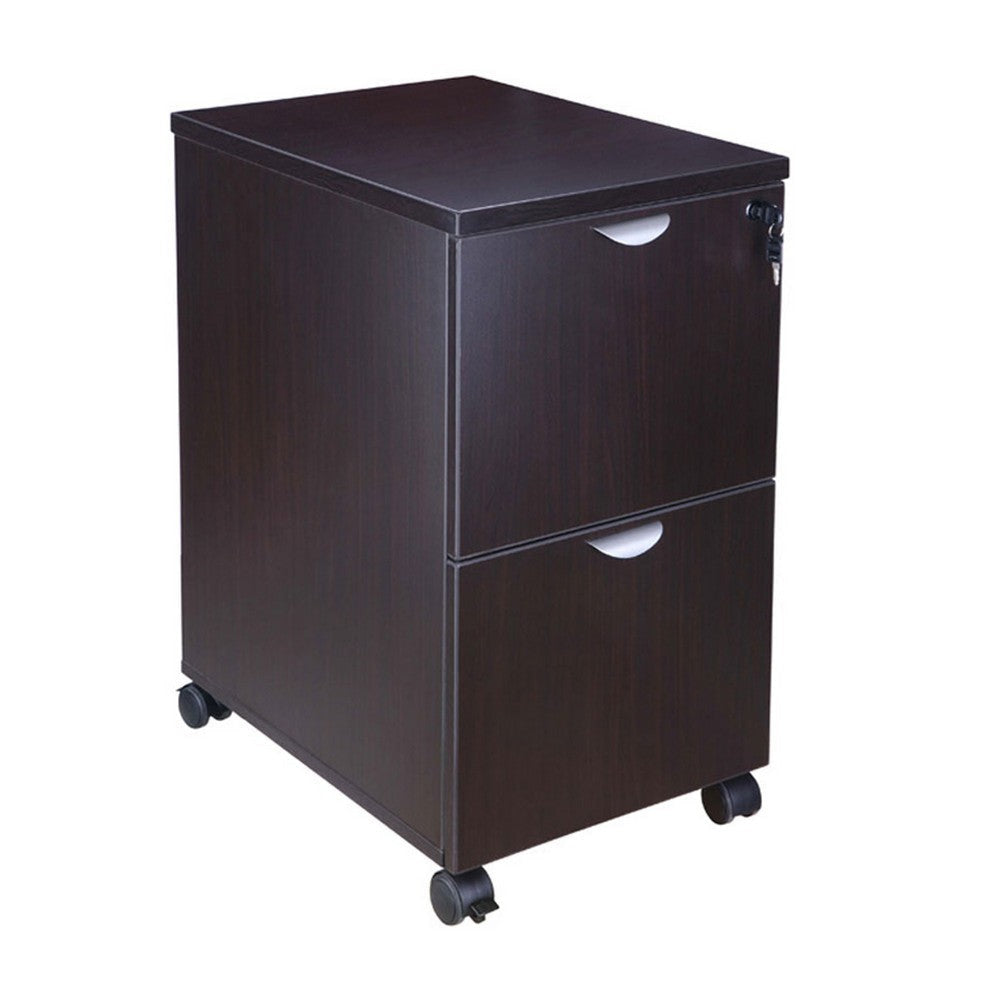 Kery 2 Drawer Mobile Pedestal File Cabinet with Lock | Mocha Brown BM340812