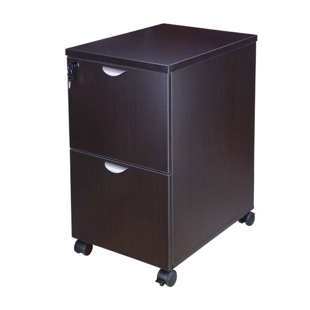 Kery 2 Drawer Mobile Pedestal File Cabinet with Lock | Mocha Brown BM340812