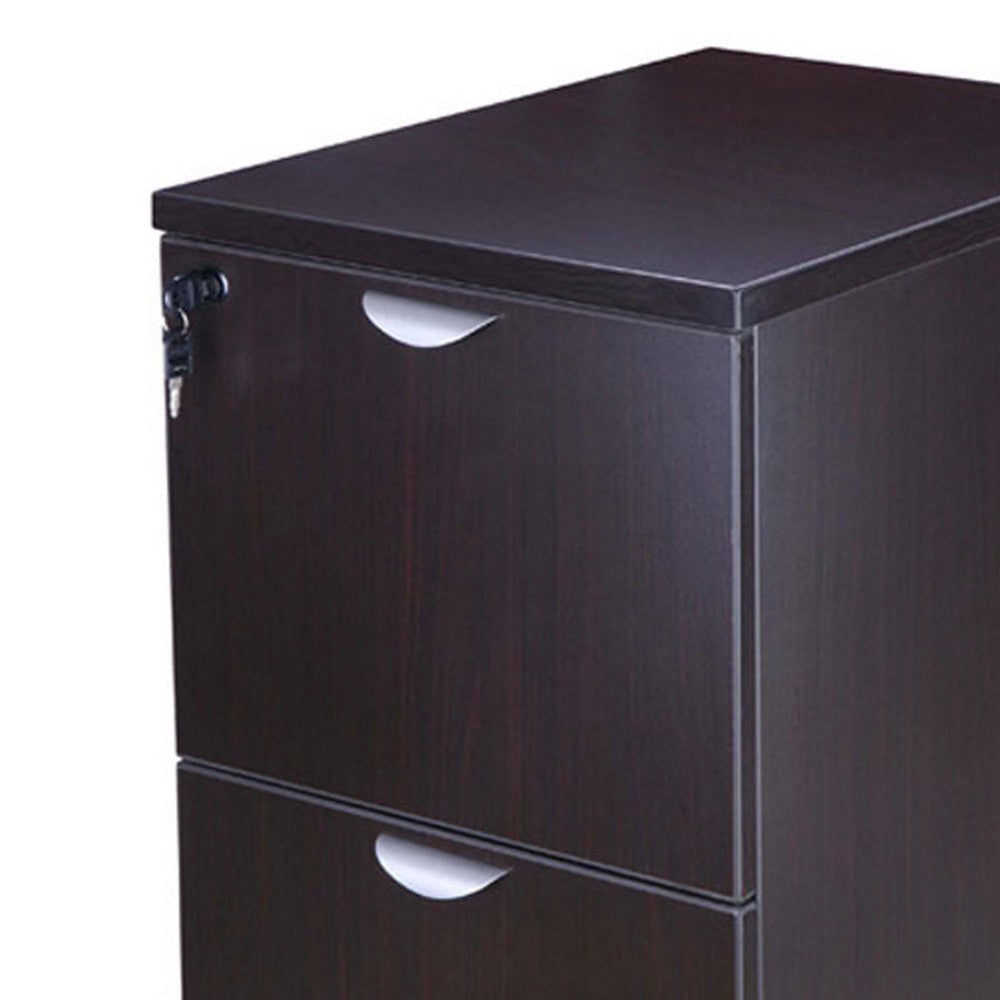 Kery 2 Drawer Mobile Pedestal File Cabinet with Lock | Mocha Brown BM340812