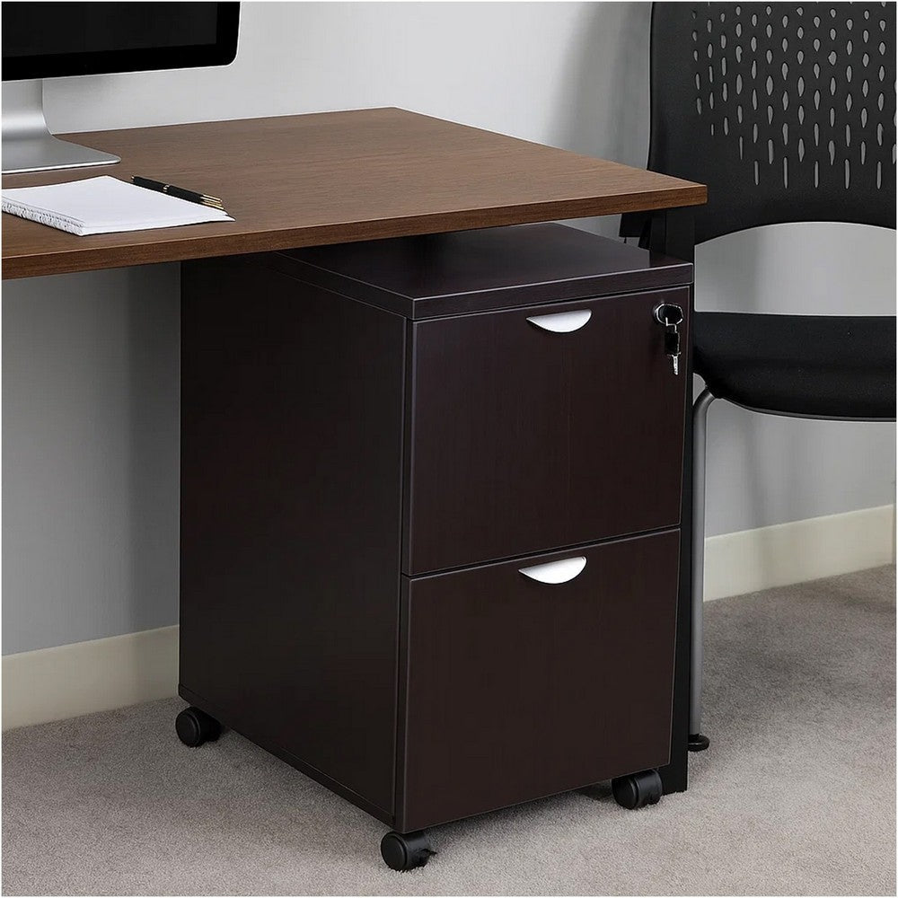 Kery 2 Drawer Mobile Pedestal File Cabinet with Lock | Mocha Brown BM340812