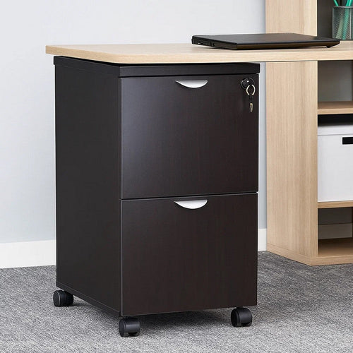 Kery 2 Drawer Mobile Pedestal File Cabinet with Lock | Mocha Brown BM340812