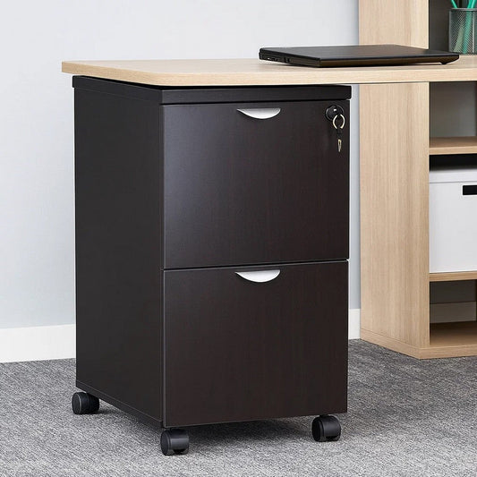 Kery 2 Drawer Mobile Pedestal File Cabinet with Lock | Mocha Brown BM340812