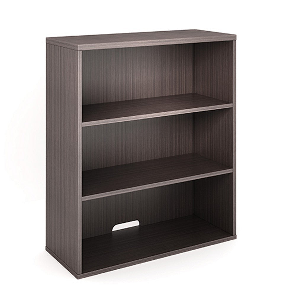 Mery 31’’ Wide 3 Shelf Hutch Bookcase | Wire Hole | Driftwood Smoke Gray BM340813
