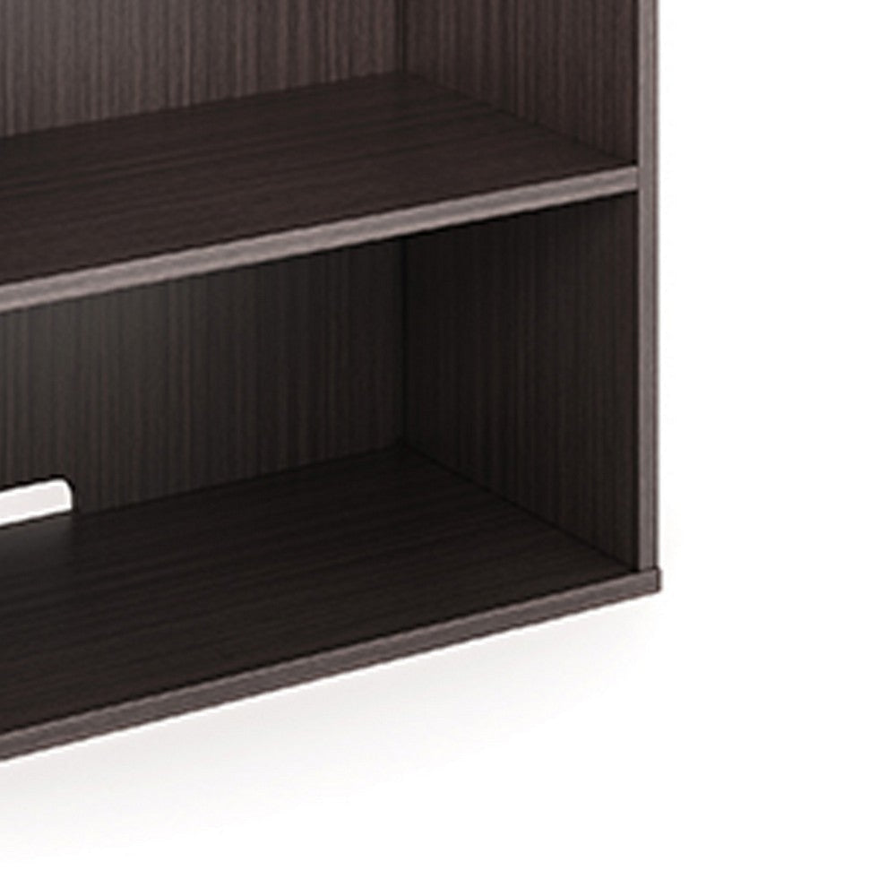 Mery 31’’ Wide 3 Shelf Hutch Bookcase | Wire Hole | Driftwood Smoke Gray BM340813