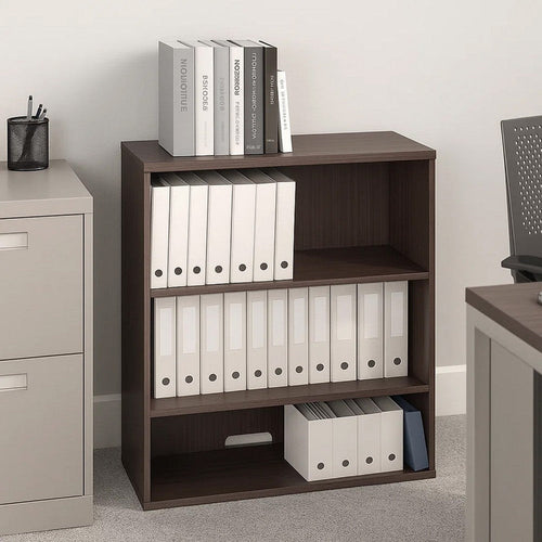 Mery 31’’ Wide 3 Shelf Hutch Bookcase | Wire Hole | Driftwood Smoke Gray BM340813