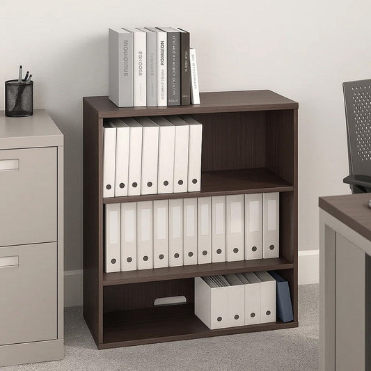 Mery 31’’ Wide 3 Shelf Hutch Bookcase | Wire Hole | Driftwood Smoke Gray BM340813