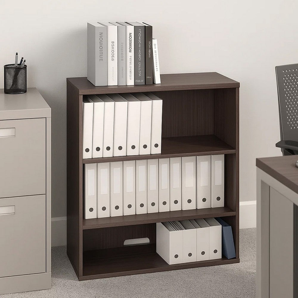 Mery 31’’ Wide 3 Shelf Hutch Bookcase | Wire Hole | Driftwood Smoke Gray BM340813