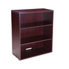 Mery 31’’ Wide 3 Shelf Hutch Bookcase | Wire Hole | Mahogany Red BM340814