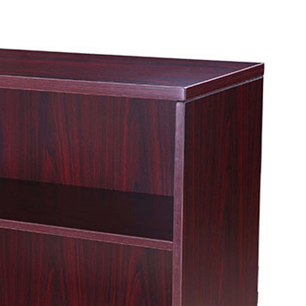 Mery 31’’ Wide 3 Shelf Hutch Bookcase | Wire Hole | Mahogany Red BM340814