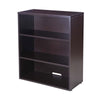 Mery 31’’ Wide 3 Shelf Hutch Bookcase | Wire Hole | Mocha Brown BM340815