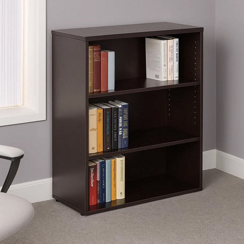 Mery 31’’ Wide 3 Shelf Hutch Bookcase | Wire Hole | Mocha Brown BM340815