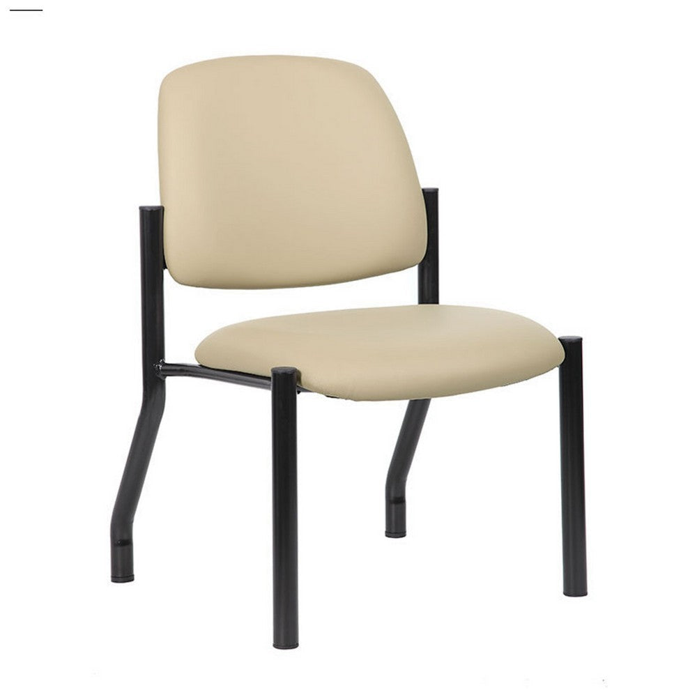 Lea Reception Guest Chair | Beige Antimicrobial Vinyl | Black Legs BM340816