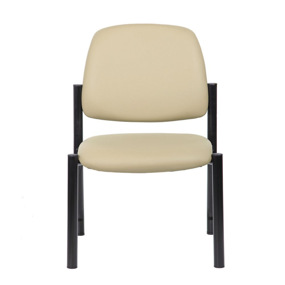 Lea Reception Guest Chair | Beige Antimicrobial Vinyl | Black Legs BM340816