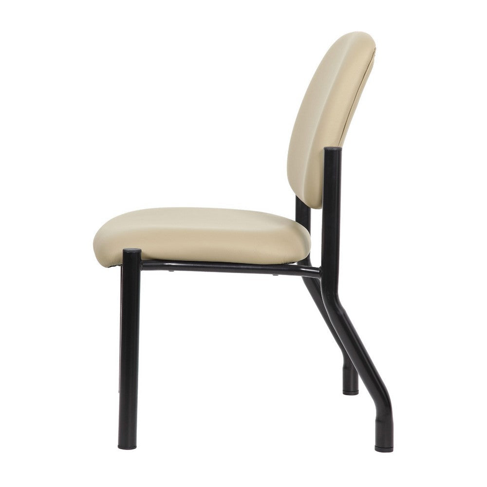 Lea Reception Guest Chair | Beige Antimicrobial Vinyl | Black Legs BM340816