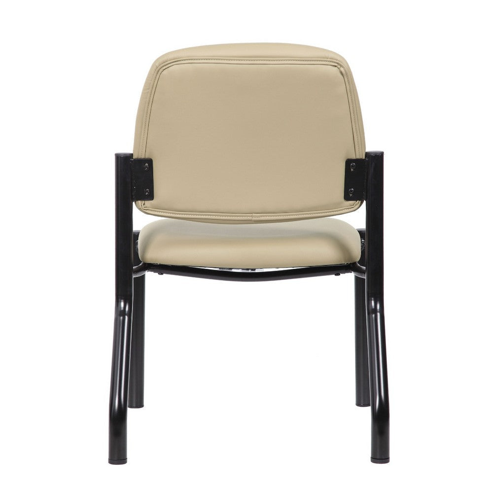 Lea Reception Guest Chair | Beige Antimicrobial Vinyl | Black Legs BM340816
