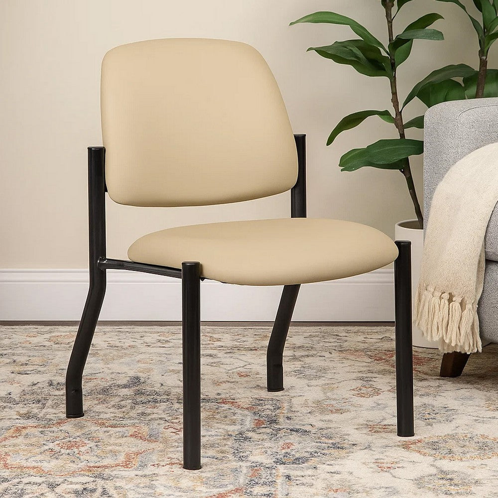 Lea Reception Guest Chair | Beige Antimicrobial Vinyl | Black Legs BM340816