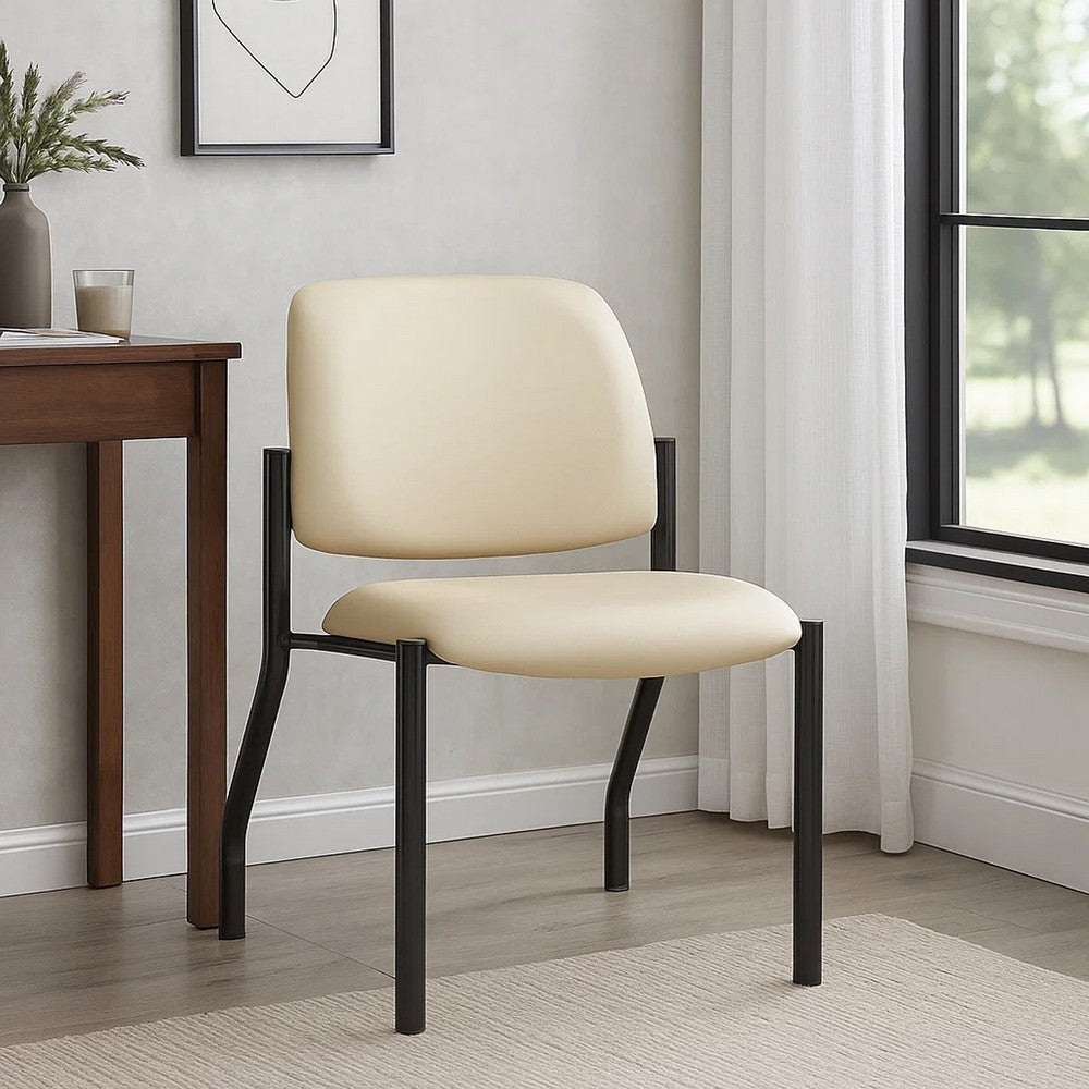 Lea Big & Tall XL Reception Chair | Beige Antimicrobial Vinyl | 400 lbs
