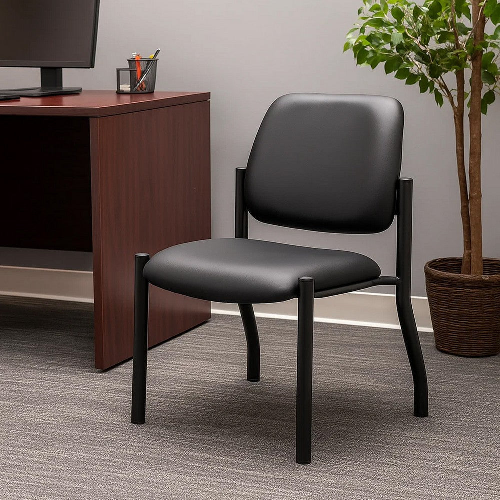 Lea Reception Guest Chair | Antimicrobial Vinyl Seat & Back | Black BM340818