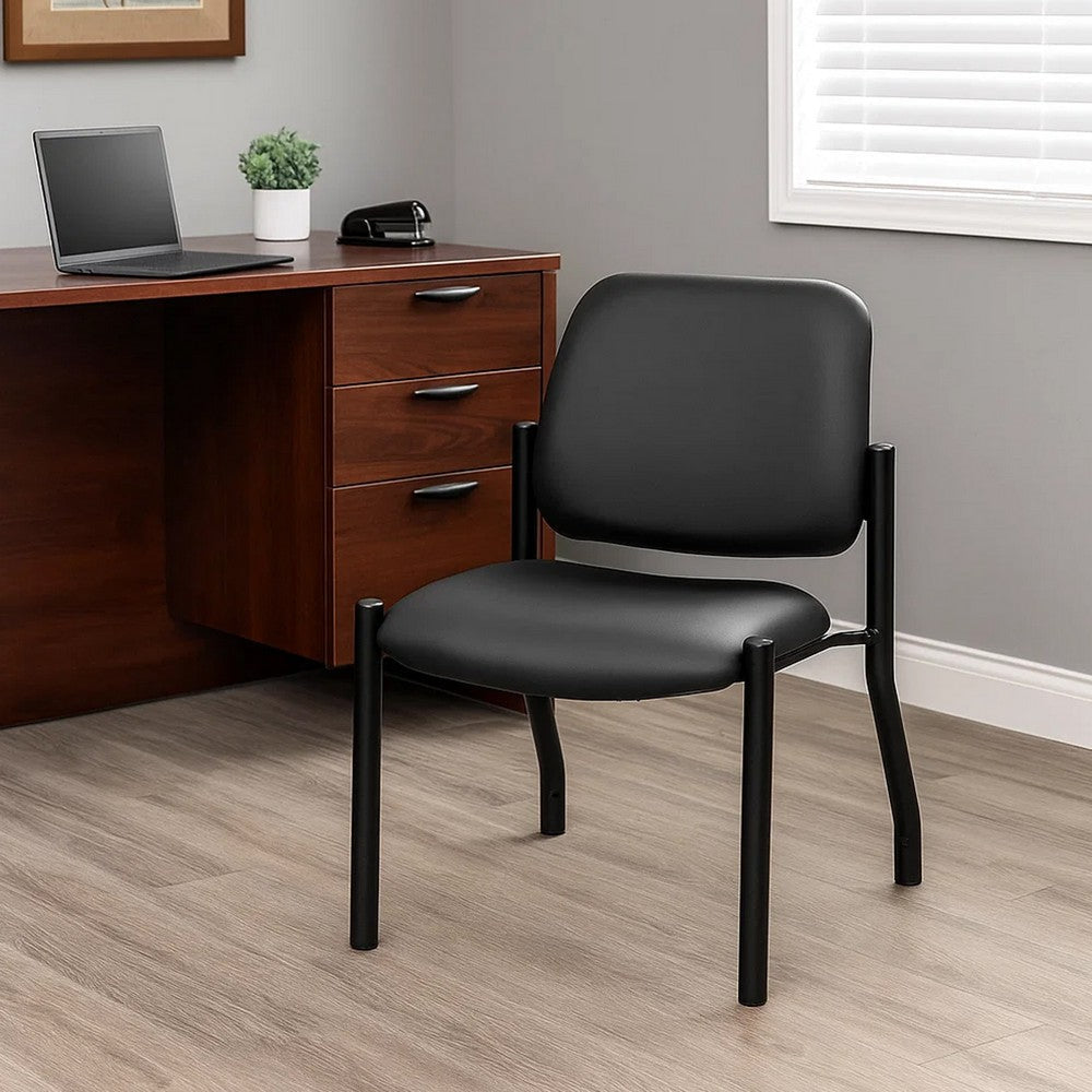 Lea Reception Guest Chair | Antimicrobial Vinyl Seat & Back | Black