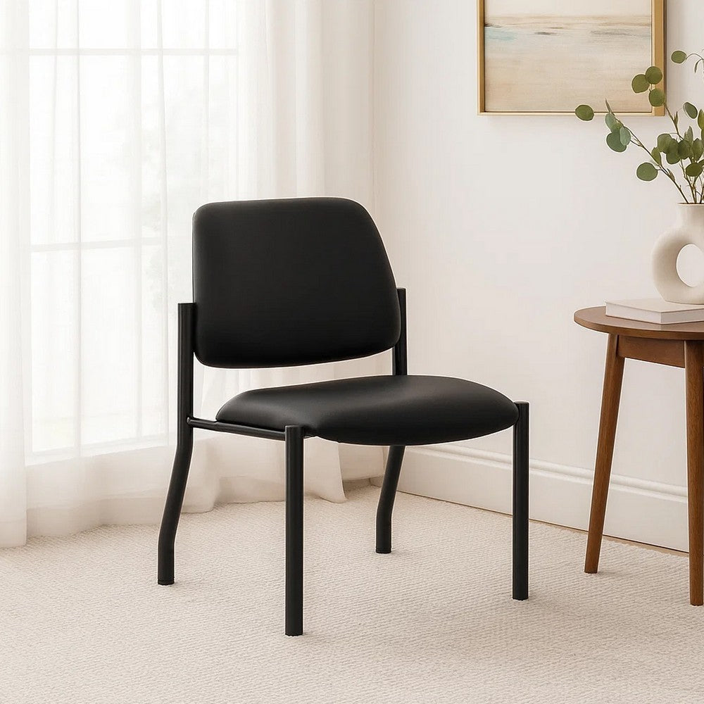 Lea Big & Tall XL Reception Chair | Black Antimicrobial Vinyl | 400 lbs BM340819