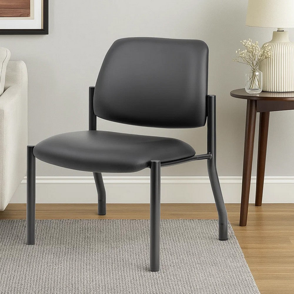 Lea Big & Tall XL Reception Chair | Black Antimicrobial Vinyl | 400 lbs