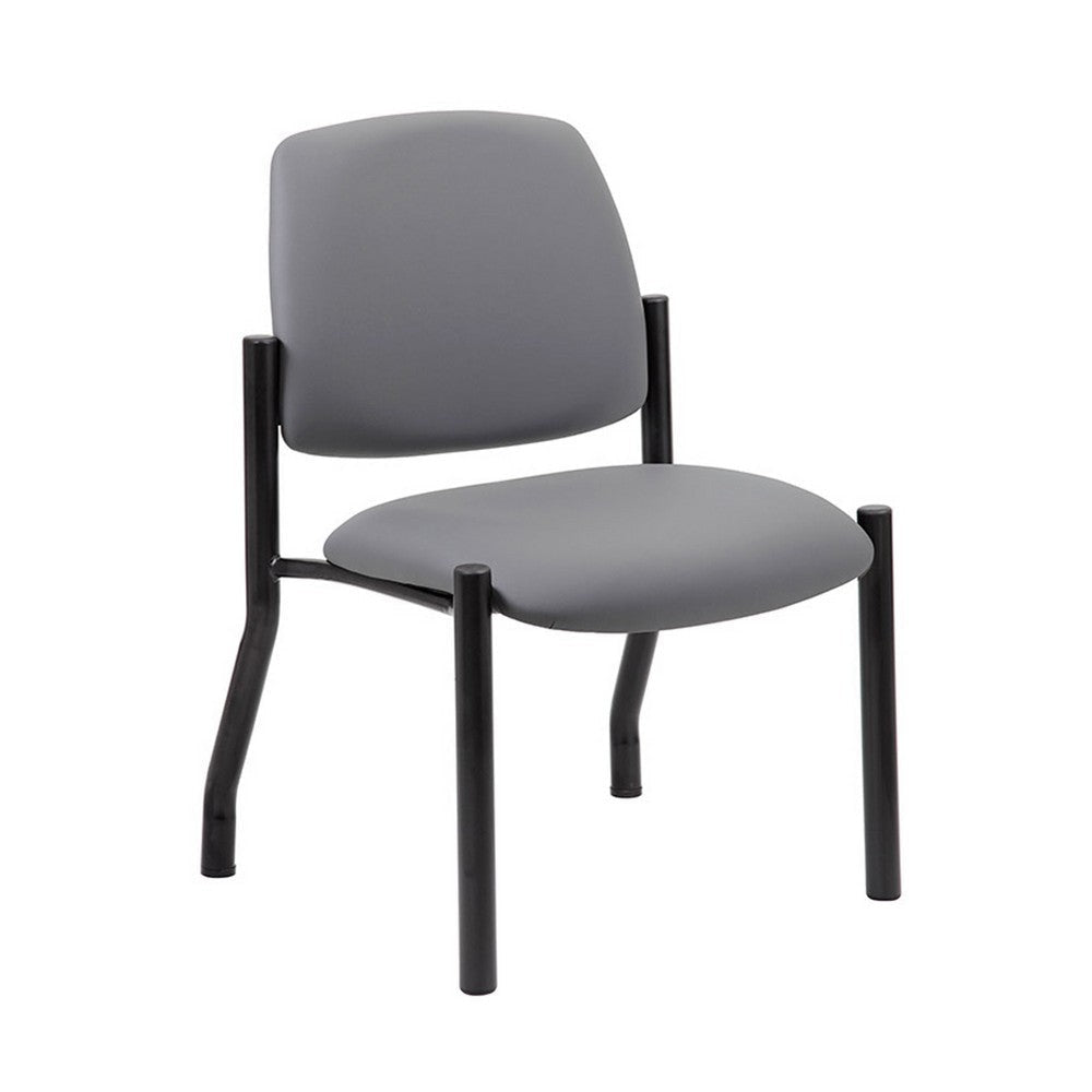 Lea Reception Guest Chair | Gray Antimicrobial Vinyl | Black Legs BM340820