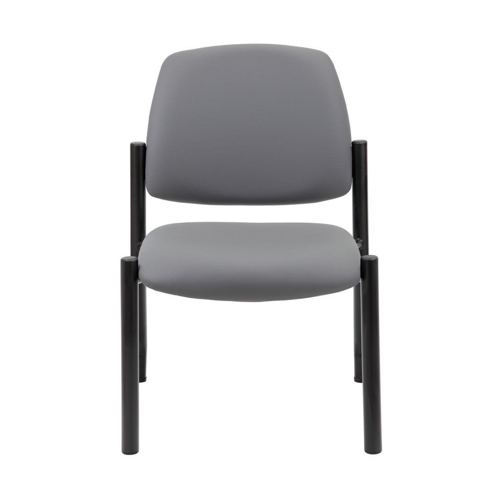 Lea Reception Guest Chair | Gray Antimicrobial Vinyl | Black Legs BM340820
