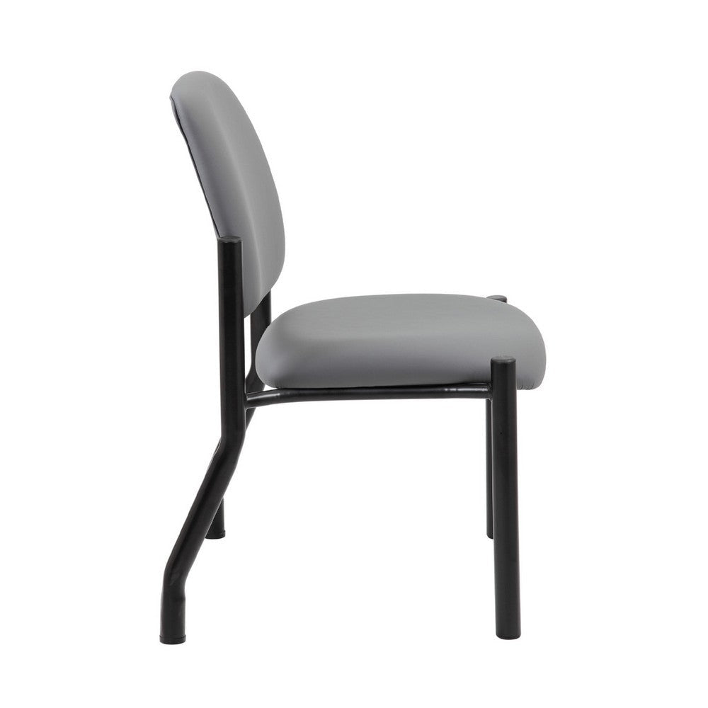 Lea Reception Guest Chair | Gray Antimicrobial Vinyl | Black Legs BM340820