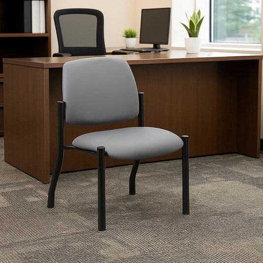 Lea Reception Guest Chair | Gray Antimicrobial Vinyl | Black Legs BM340820
