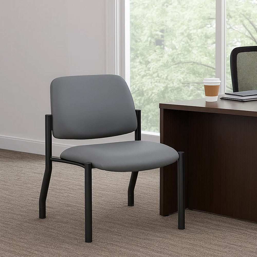 Lea Big & Tall XL Reception Chair | Gray Antimicrobial Vinyl | 400 lbs