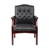 Koe Classic Reception Guest Armchair | Black Vinyl Tufted Back | Wood Legs BM340822