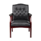 Koe Classic Reception Guest Armchair | Black Vinyl Tufted Back | Wood Legs BM340822