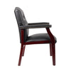 Koe Classic Reception Guest Armchair | Black Vinyl Tufted Back | Wood Legs BM340822