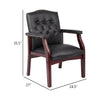Koe Classic Reception Guest Armchair | Black Vinyl Tufted Back | Wood Legs BM340822