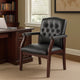 Koe Classic Reception Guest Armchair | Black Vinyl Tufted Back | Wood Legs BM340822