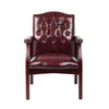 Koe Classic Reception Guest Armchair | Burgundy Tufted Vinyl | Wood Legs BM340823
