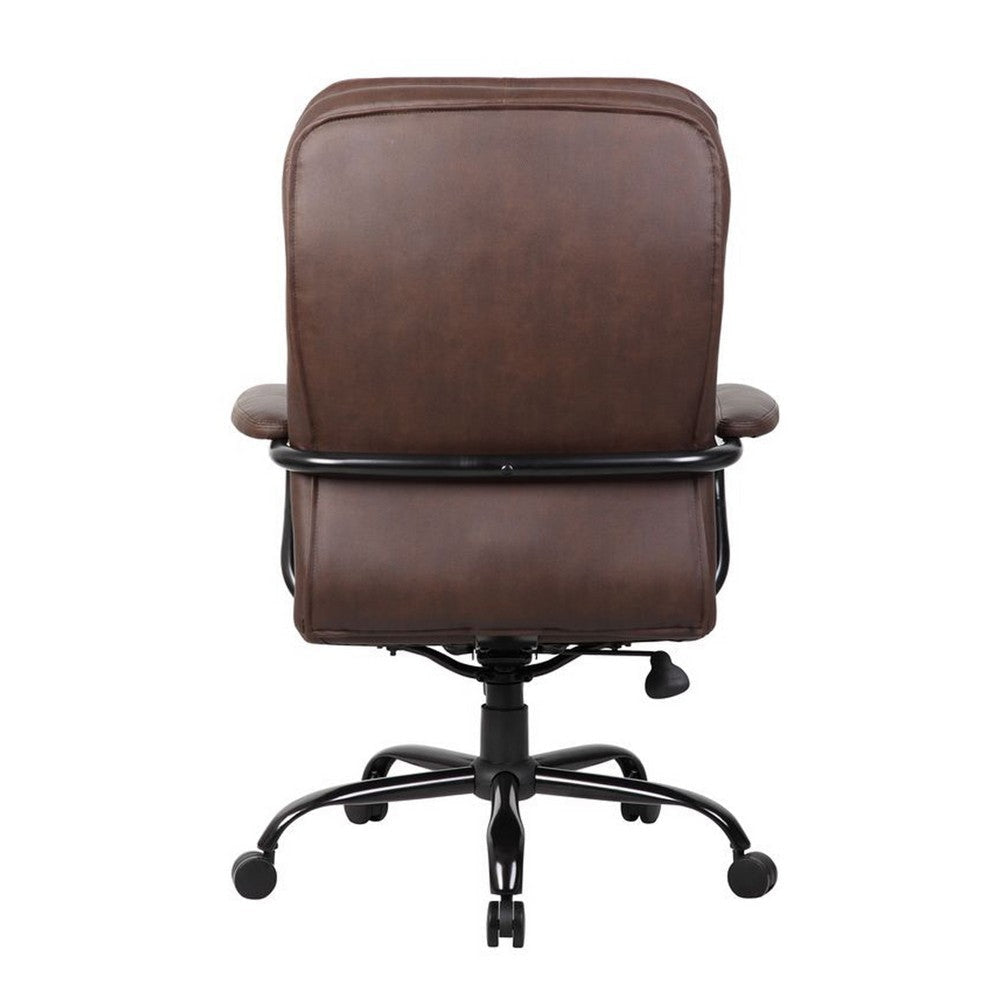 Ava Rolling Oversized Office Chair | Swivel | Brown Faux Leather | 400lbs BM340824