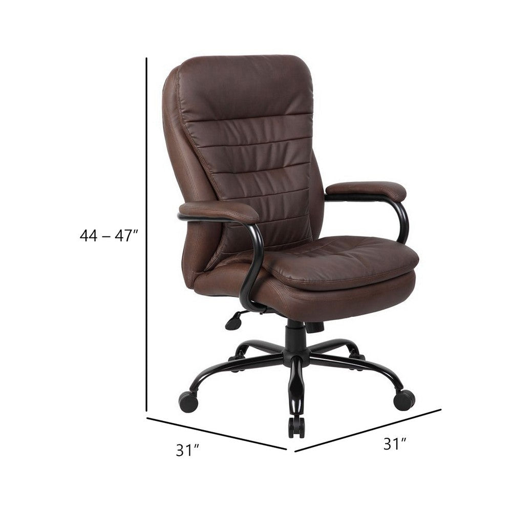 Ava Rolling Oversized Office Chair | Swivel | Brown Faux Leather | 400lbs BM340824