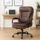 Ava Rolling Oversized Office Chair | Swivel | Brown Faux Leather | 400lbs BM340824