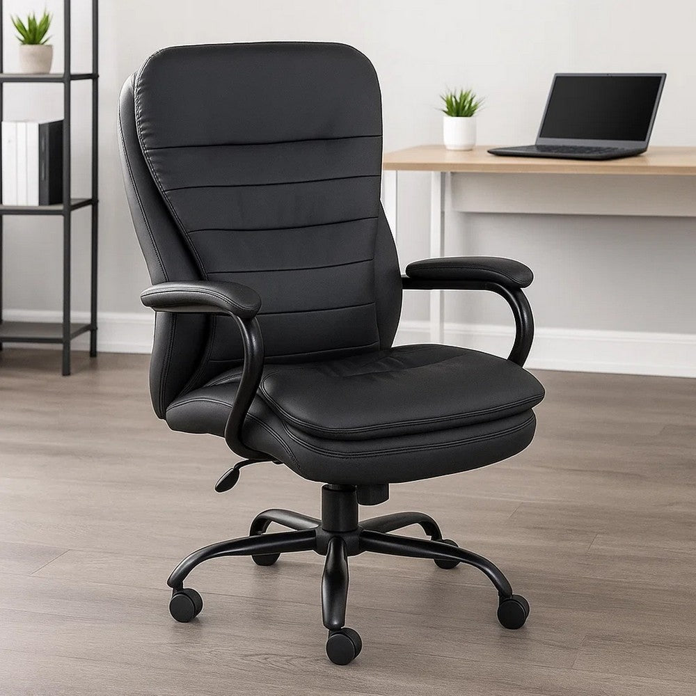 Ava Rolling Oversized Office Chair | Swivel | Black Vinyl | 400lbs BM340825