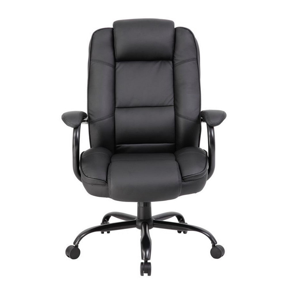 Liv Rolling Oversized Swivel Chair | Black Faux Leather | 400lbs BM340826